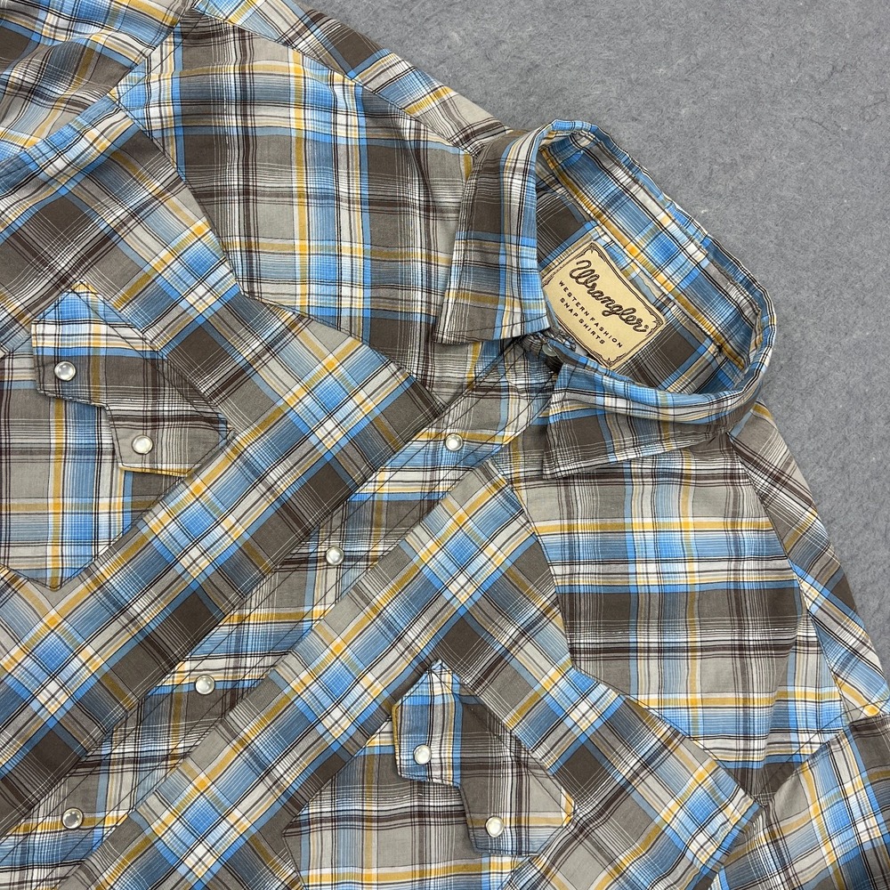 Wrangler Shirt Men's 3XB* Multi Plaid Pearl Snap Sawtooth Retro Western Collared